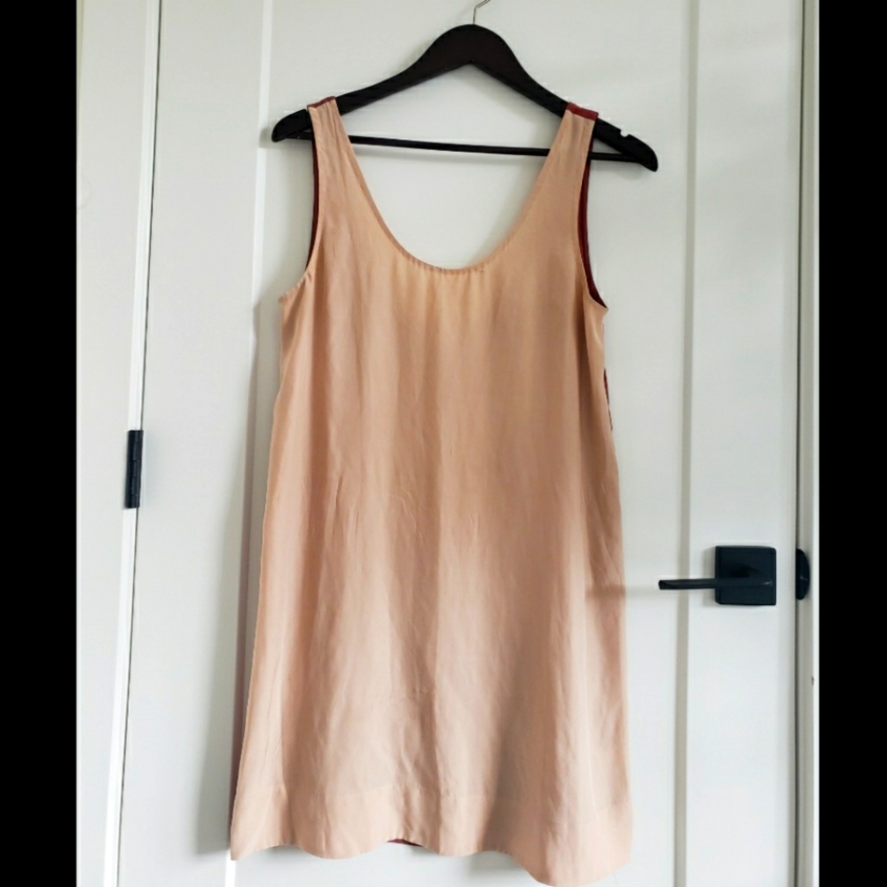 Aritzia, Babaton beige and red silk dress
